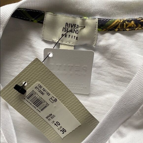 RIVER ISLAND T-Shirt with Contrast Peplum-6P NWT - Picture 5 of 7